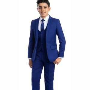 Boys Royal Blue Perry Ellis Solid 5-Piece Suit, size 6, new, never worn